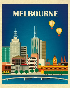 Melbourne Skyline Travel Poster
